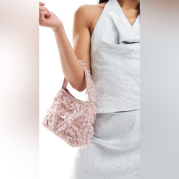 ✨ASOS✨Frill and Pearl Grab Bag in Pink- Great for Vday! - Picture 4 of 9